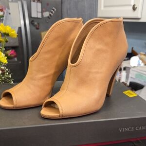 Vince Camuto Tan Peep-Toe Heels